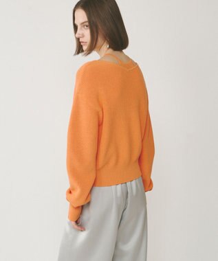 GRACE CONTINENTAL ハイゲージ畦ニットカーディガン オレンジ