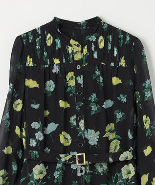 GRACE CONTINENTAL グラデフラワープリントワンピース ブラック