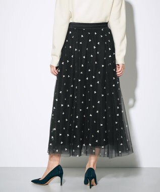 GRACE CONTINENTAL ブーツプリントチュールスカート ブラック