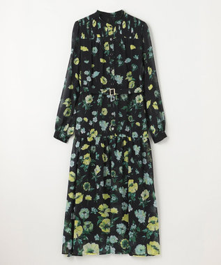 GRACE CONTINENTAL グラデフラワープリントワンピース ブラック