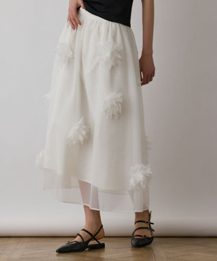 GRACE CONTINENTAL メッシュフラワースカート ホワイト