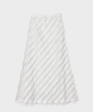 GRACE CONTINENTAL フェザーバイアスロングスカート ホワイト