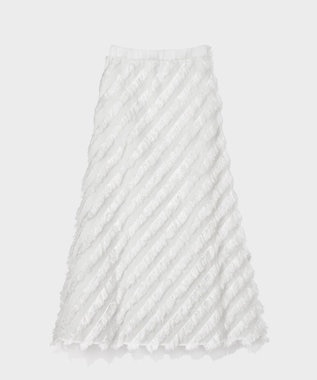 GRACE CONTINENTAL フェザーバイアスロングスカート ホワイト