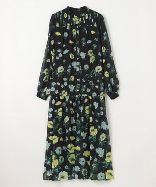 GRACE CONTINENTAL グラデフラワープリントワンピース ブラック