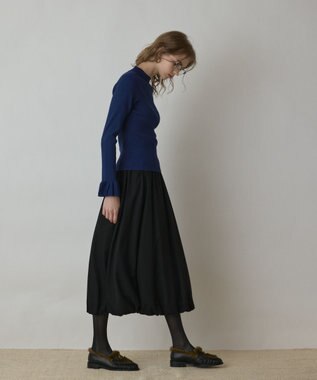 GRACE CONTINENTAL ラメリブニットトップ ブルー