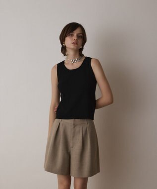 GRACE CONTINENTAL Uネックリブニットトップ ブラック