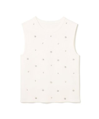 GRACE CONTINENTAL ビジューニットトップ ホワイト