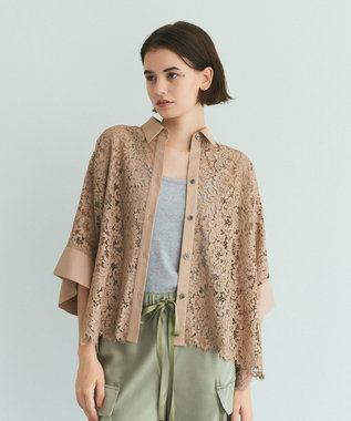 GRACE CONTINENTAL レースポンチョシャツ ベージュ