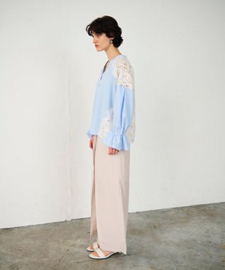 GRACE CONTINENTAL レースコンビブラウス サックス