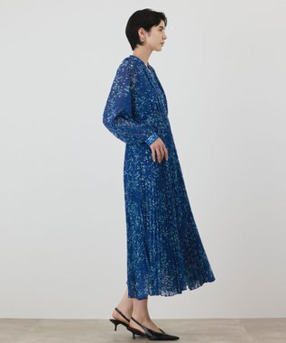 GRACE CONTINENTAL ミナモドットプリントプリーツワンピース ブルー