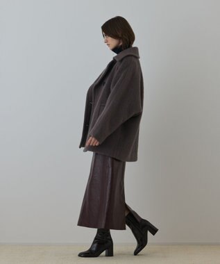 GRACE CONTINENTAL シャギ－ハ－フコ－ト チャコール