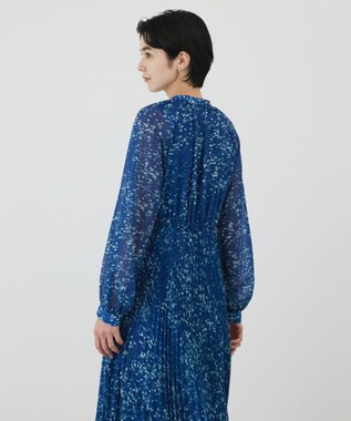 GRACE CONTINENTAL ミナモドットプリントプリーツワンピース ブルー
