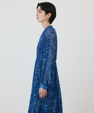 GRACE CONTINENTAL ミナモドットプリントプリーツワンピース ブルー