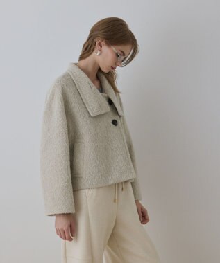 GRACE CONTINENTAL アルパカシャギージャケット ベージュ