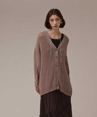 GRACE CONTINENTAL ラメルーズニットカーディガン ベージュ