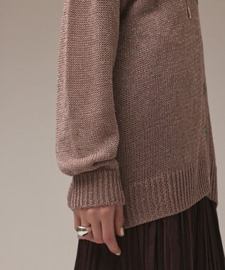 GRACE CONTINENTAL ラメルーズニットカーディガン ベージュ