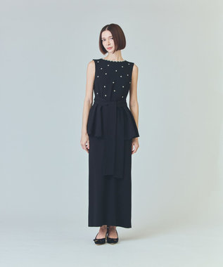 GRACE CONTINENTAL ペプラムリボンドレス ブラック