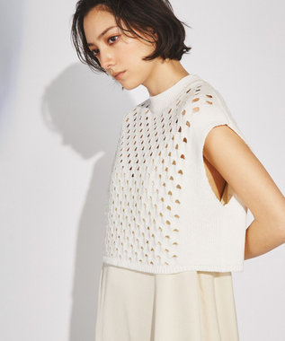 GRACE CONTINENTAL スラッシュニットトップ ホワイト