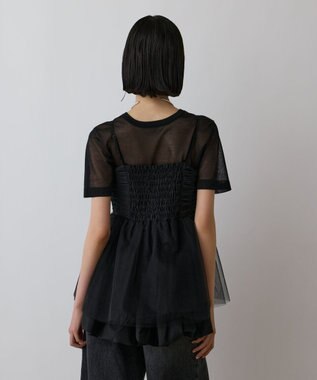 GRACE CONTINENTAL タフタチュールキャミ ブラック