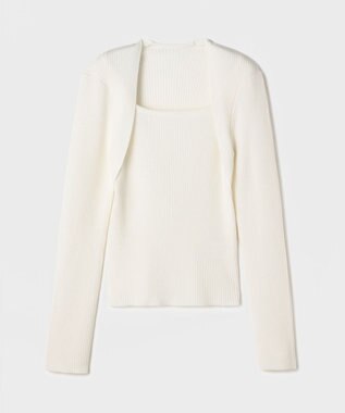 GRACE CONTINENTAL スクエアリブニットトップ ホワイト
