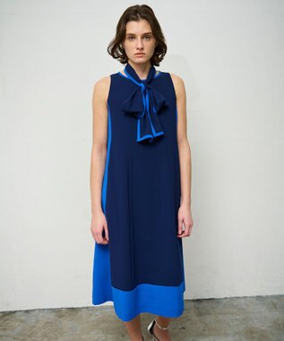 GRACE CONTINENTAL バイカラーフレームドレス ネイビー