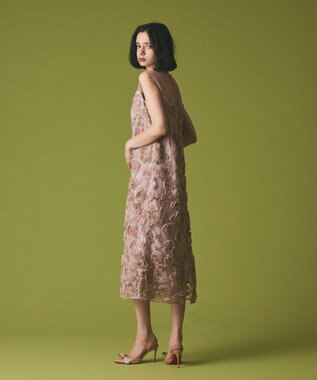 GRACE CONTINENTAL フラワーembドレス ベージュ