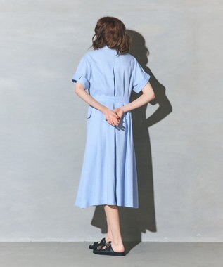 GRACE CONTINENTAL リネンタッチミリタリードレス サックス