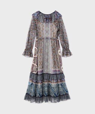 GRACE CONTINENTAL ペイズリープリントドレス カーキ