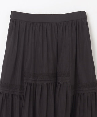 GRACE CONTINENTAL ギャザーレースロングスカート ブラック