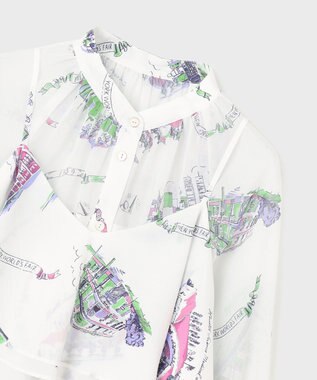 GRACE CONTINENTAL スーヴェニールプリントブラウス ホワイト