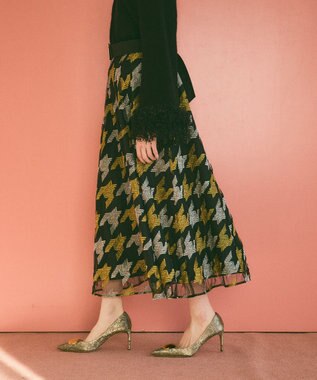 GRACE CONTINENTAL 千鳥刺繍チュールスカート ブラック