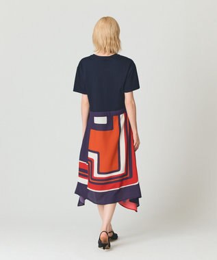 GRACE CONTINENTAL プリントコンビカットワンピース ブラック