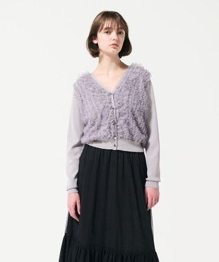 GRACE CONTINENTAL ギャザーフリルニットカーディガン グレー