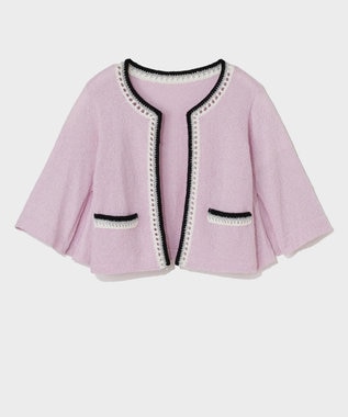 GRACE CONTINENTAL ツイーディーニットカーディガン ピンク