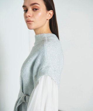 GRACE CONTINENTAL フェザーニットコンビトップ ホワイト