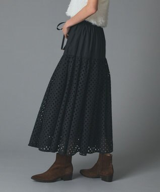 GRACE CONTINENTAL メッシュカットワークスカート ブラック
