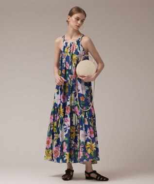 GRACE CONTINENTAL フラワープリントキャミドレス ブルー