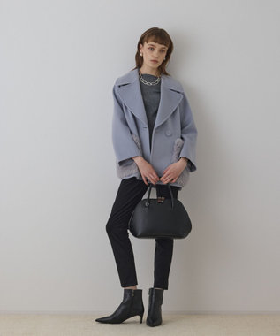 GRACE CONTINENTAL ファーポケットピーコート サックス