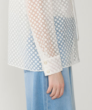 GRACE CONTINENTAL ドットオパールタイ付ブラウス ホワイト