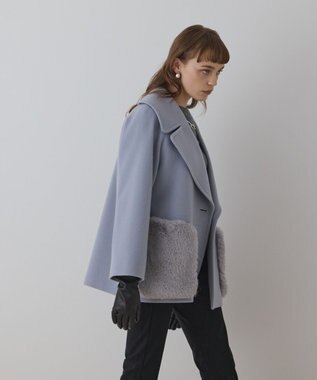 GRACE CONTINENTAL ファーポケットピーコート サックス