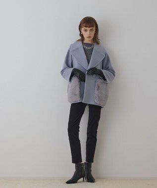 GRACE CONTINENTAL ファーポケットピーコート サックス