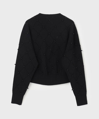 GRACE CONTINENTAL パールニットブルゾン ブラック