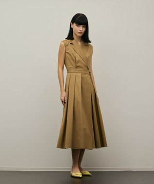 GRACE CONTINENTAL カシュクールタックフレアワンピース ベージュ