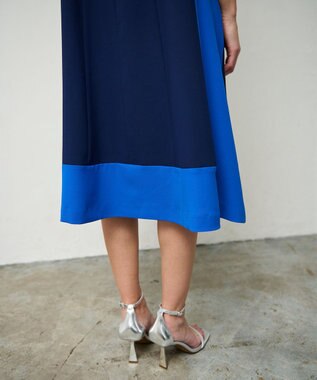 GRACE CONTINENTAL バイカラーフレームドレス ネイビー
