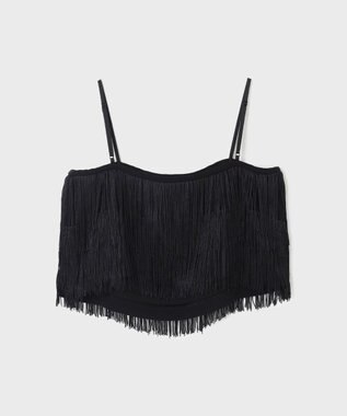 GRACE CONTINENTAL フリンジトップ ブラック