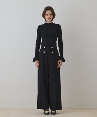 GRACE CONTINENTAL ラメリブニットトップ ブラック