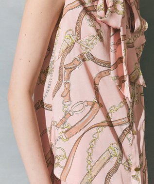 GRACE CONTINENTAL チェーンプリントボウタイブラウス ピンク