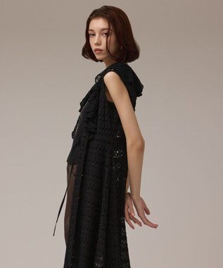 GRACE CONTINENTAL レースロングカーディガン ブラック