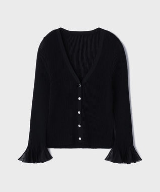 GRACE CONTINENTAL シアーフリルニットカーディガン ブラック
