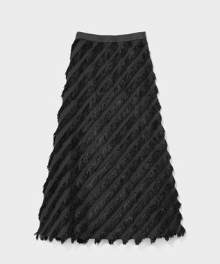 GRACE CONTINENTAL フェザーバイアスロングスカート ブラック